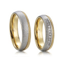 Contemporary Two Tone Flat Comfort Fit Wedding Band Set